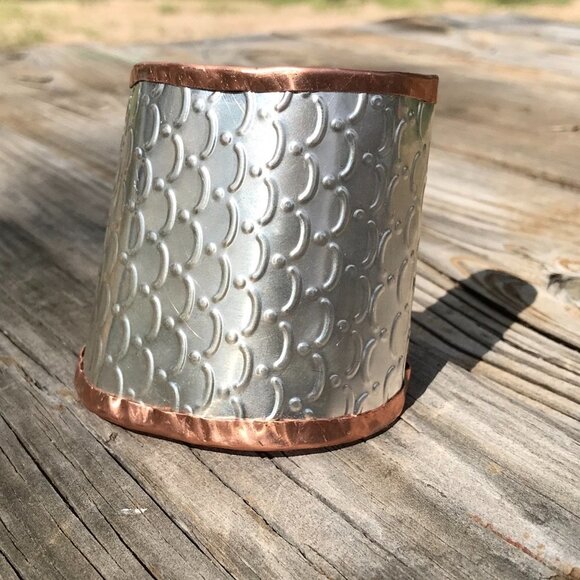 Gladiator Mermaid  Medieval Sterling Silver 925 Copper Cuff Wide Rustic Handmade - Picture 12 of 13
